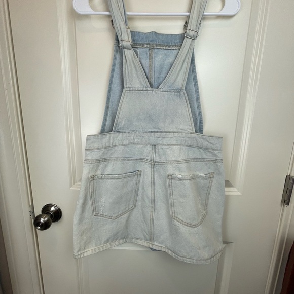 Forever 21 Denim Overall Mini Skirt Bleached M - Picture 9 of 17